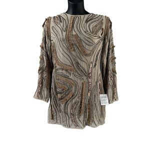 Asos Design Women's Embellished Swirl Mini Dress Taupe Size 14 🛑